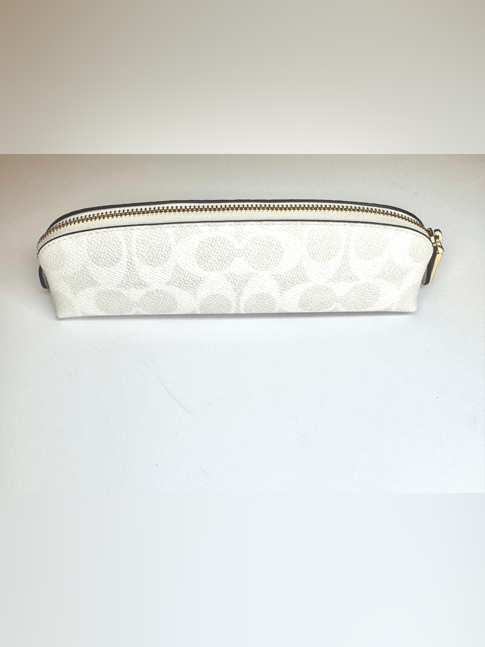NWT Coach Signature Canvas Pencil Case Cosmetic Pouch Chalk White CZ206 - Picture 4 of 6